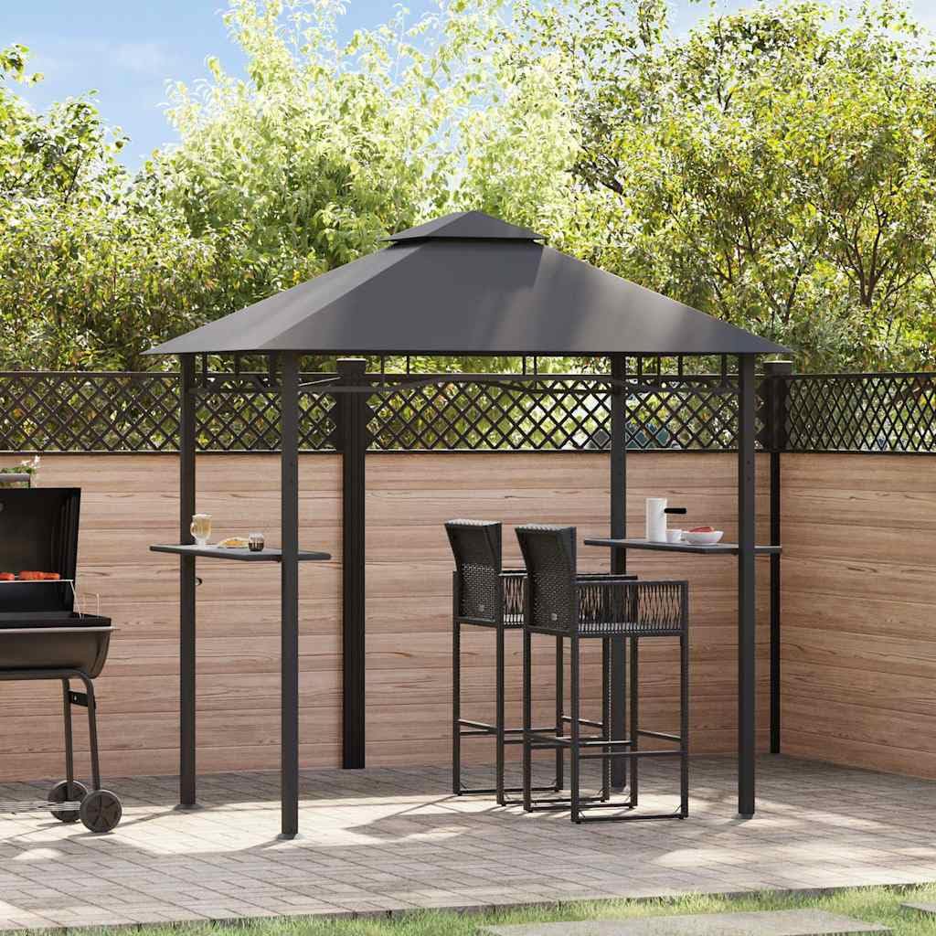 Xhnifbn Large Anthracite BBQ Gazebo Steel Frame Outdoor Patio Canopy Tent 94.5 x 59.1 x 100.4 in Rectangular Matte Grill Shade for Backyard Parties Poolside Gatherings
