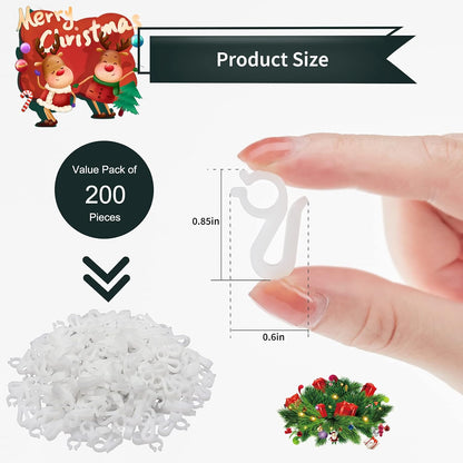 200 Pack C9 C7 Brightown Christmas Light Clips Outdoor, Mini Gutter & Shingle Clips for Hanging Christmas String