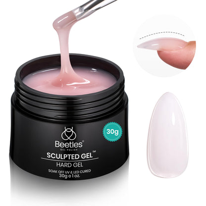 Beetles Builder Gel for Nails-3 Colors 9 in 1 Nail Extension Sculpting Building Clear Nude Pink Hard Gel Kit with Base Top Coat for Pros Women,UV & LED Lamp Cured Needed