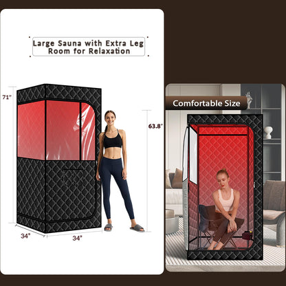 Smartmak Portable Sauna with Infrared 660nm Red Light Therapy Lamp for Home Relaxation, Personal Large Full Body Sauna Spa Tent, 1500W High Power Hot Air Saunas, Folding Chair Indoor Use, 130–150°F