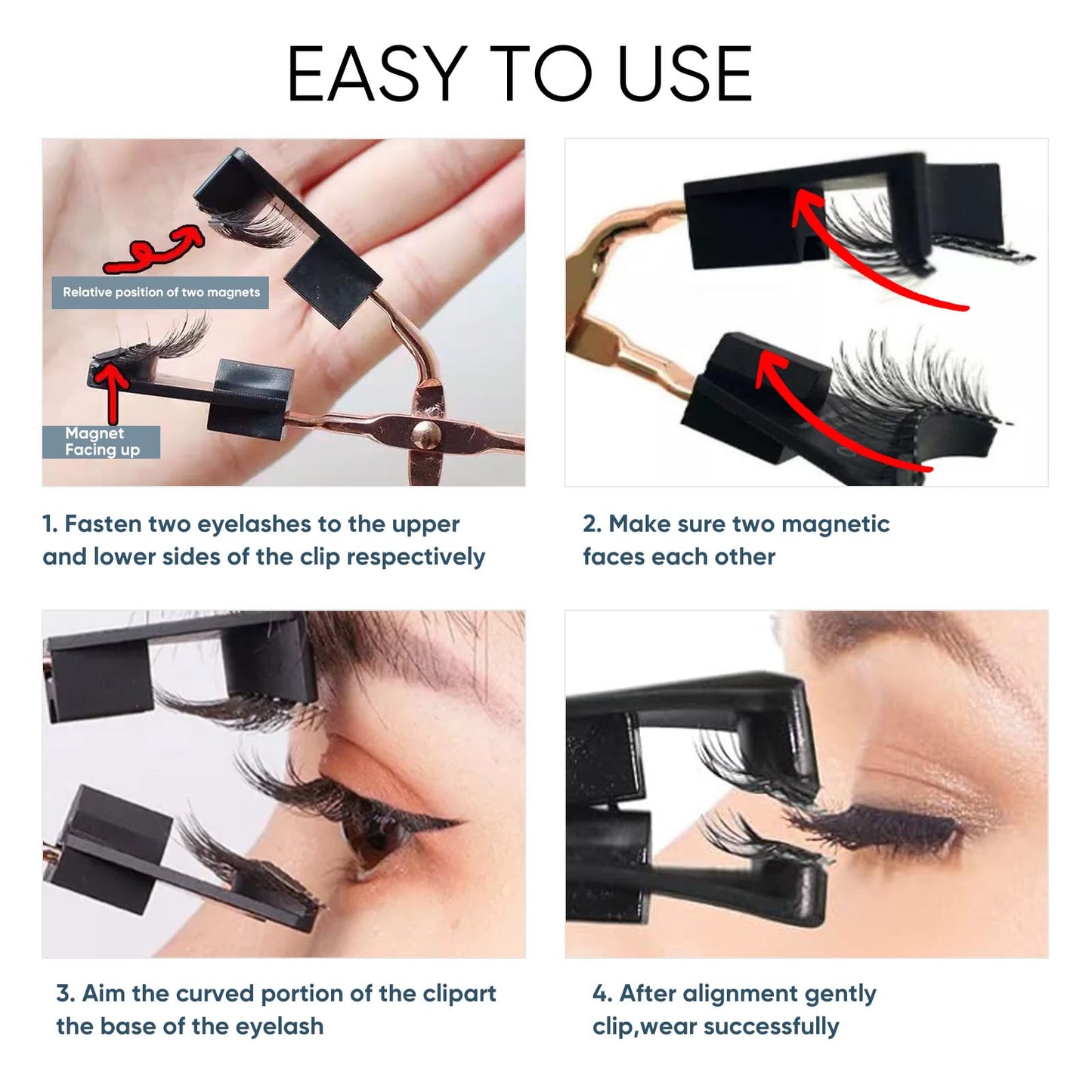 Magnetic Eyelashes, Effectively 3D Natural Look False Lashes without Eyeliner, Reusable & Light Weight Magnetic Eyelashes with Applicator No Glue