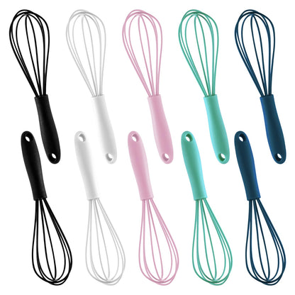 LAPXSNZD 10-Piece Mini Multicolor Silicone Whisks, Non-Stick, Heat-Resistant Up to 500°F, Perfect for Mixing, Whisking, Stirring, Baking