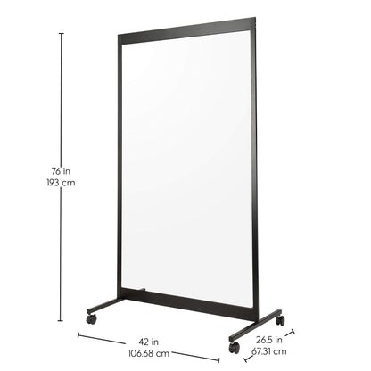 FDP Clear 3/16" Clear Acrylic Mobile Room Divider with Locking Casters for Social Distance Sneeze, Cough, Talk Guard, Protective Single-Panel Plexiglass Barrier for Classroom, Office, Reception Area