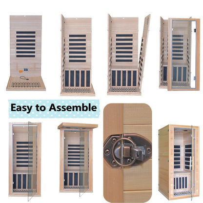 Kang Share Dynamic Home Infrared Sauna Room 1 to 2 Person Wooden Canadian Hemlock 1260W Graphene Carbon Plate Heater Indoor Saunas