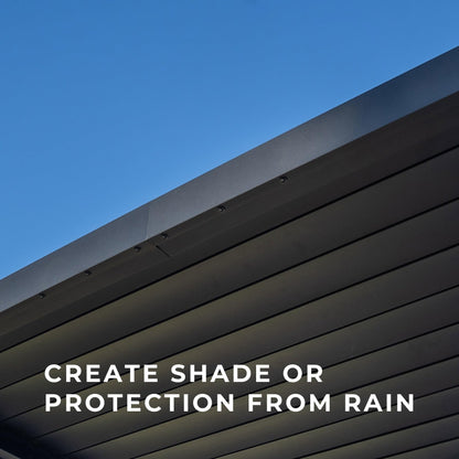 Backyard Discovery Evanston 14'x10' Galvanized Steel Wall-Mounted Louvered Pergola Kit with Adjustable Roof, Shade, Rain Protection, High-Wind Rating, PowerPort, Gutter System for Outdoor Patio, Deck