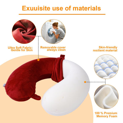 Travel Pillow,100% Pure Memory Foam U Shaped Neck Pillow,Super Lightweight Portable Headrest Great for Airplane, Car,Home,Office,Sleeping Rest (Grey)