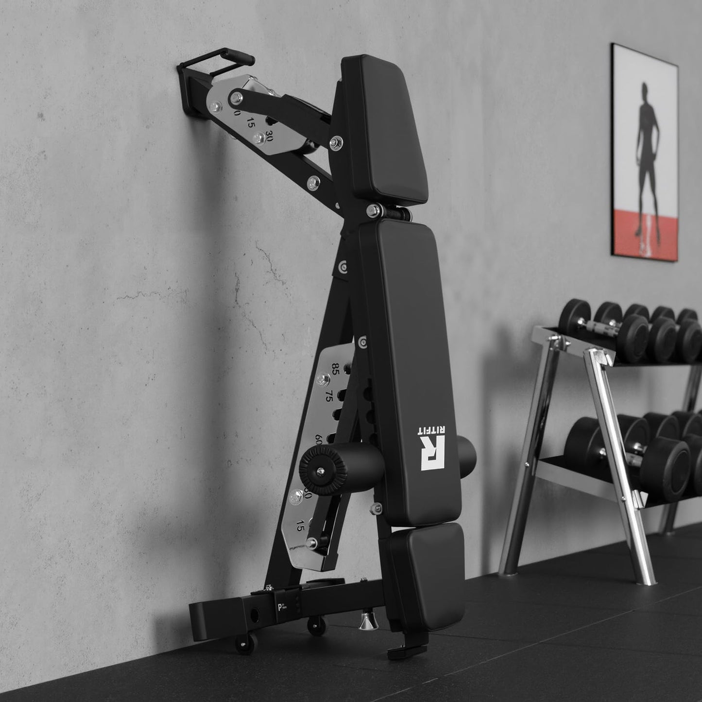 RitFit 3-Section Adjustable Weight Bench, 1600LBS Capacity Workout Bench for Home Gym, 21 Levels Incline Decline Bench Press with Thickened Padding, Foldable Exercise Equipment for Strength Training