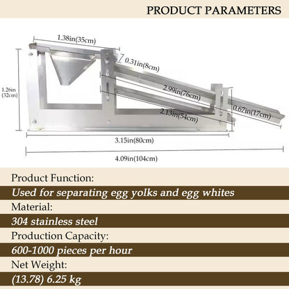 Maisutseb Commerical Egg Yolk White Separator 600-1000 Pcs/h Egg Divider Stainless Steel Egg Separation Tool Professional Egg White Yolk Sifting Filter for Bakery Restaurants Baking Enthusiasts