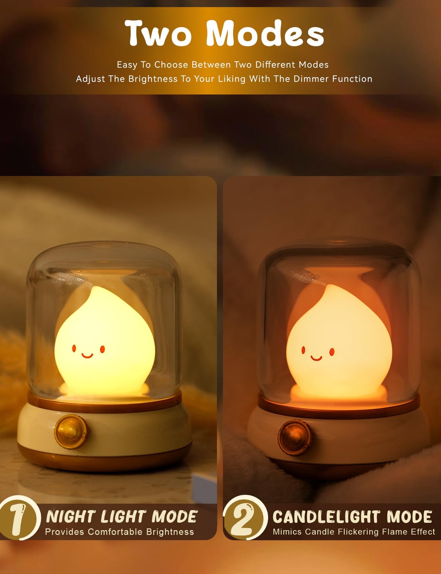 Cute Ghost Campfire Lamp, Halloween Decor,Kids Night Light，Adjustable Dimmable Rechargeable Night Light for Kids, Girls, Boys Gifts,Halloween,Christmas Decorations