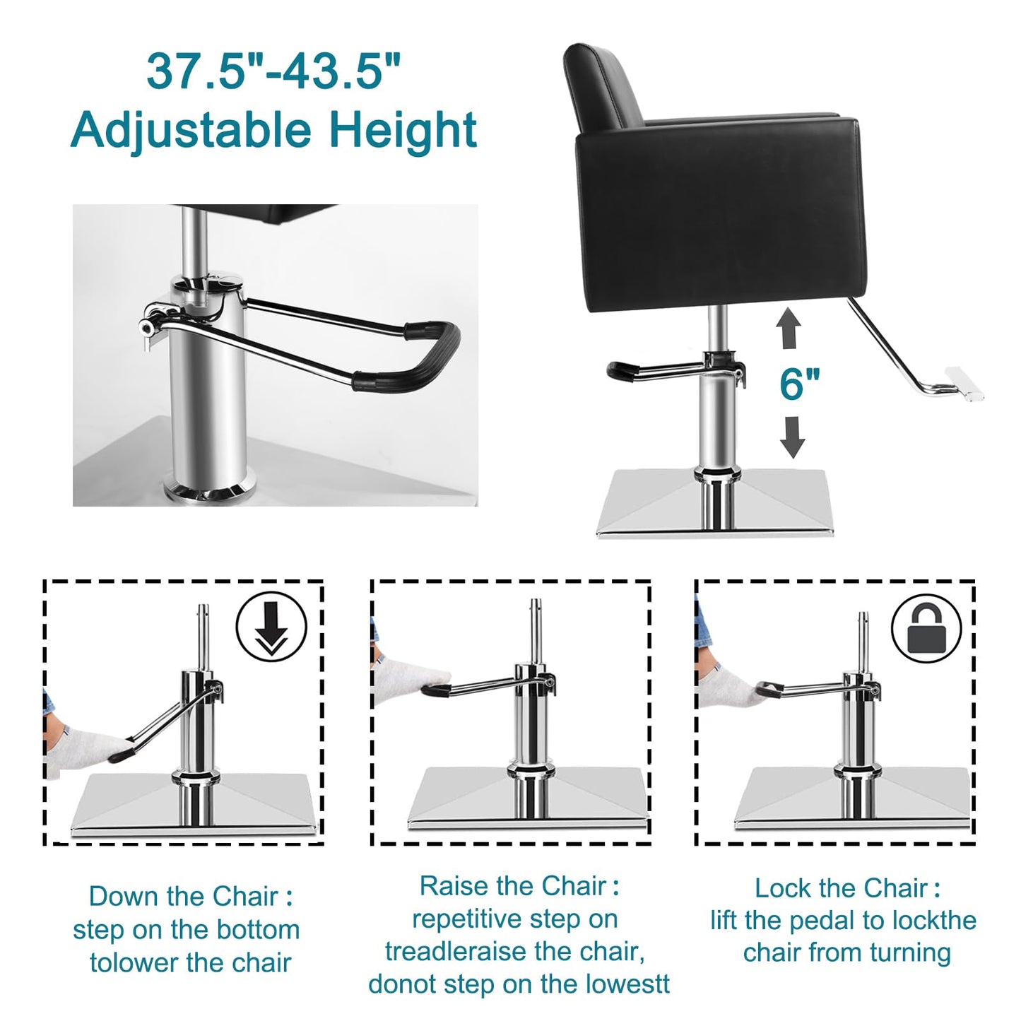 OUTMASTER Barber Salon Hairdresser Chair - Capacity 330 Lbs with Heavy Duty Hydraulic Pump, 360° Swivel Adjustable Spa Beauty Equipment, Hair Stylist Women Man for Barbershop,Home (Black)