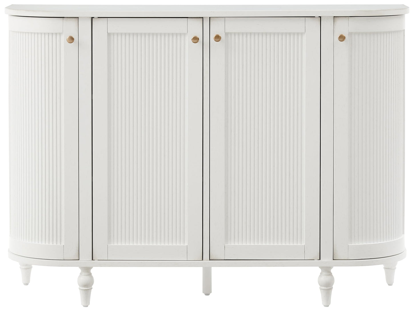 Crosley Furniture Monique Sideboard Traditional Buffet Cabinet with Storage Shelves, Fluted Doors, Distressed White