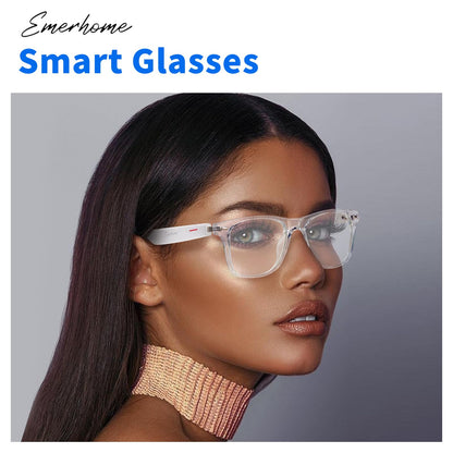 Smart Glasses - Bluetooth Glasses for Men & Women, Touch Control, Outdoor UV Protection and Voice Control, Hands-Free Calls (Clear Lens)