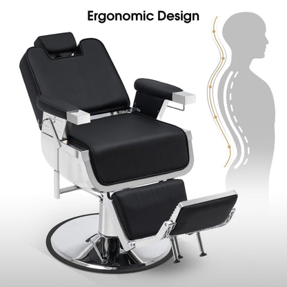 BarberPub Heavy Duty Barber Chair, Hydraulic Reclining Salon Chairs for Hair Stylist, PVC Leather, Barbershop, Adult 3819 (Black&White)