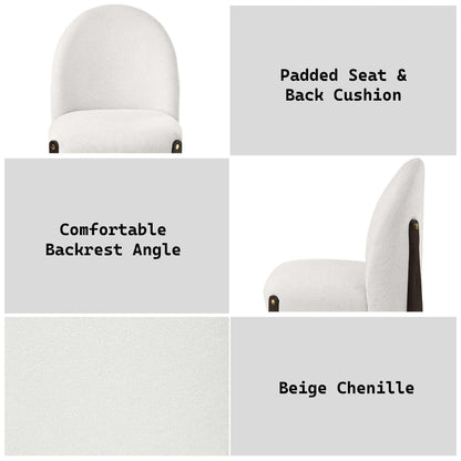 Acme Clayten Wood & Fabric Upholstered Side Chair in Beige & Espresso (Set of 2)