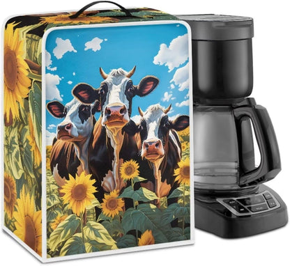 Cow Sunflower Coffee Machine Covers, Anti Dust Covers for Blender Mixer Juice Machine, Keep Kitchen Office Clean