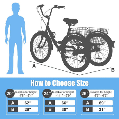 EOYOBIKE Adult Tricycle 3-Wheel Cruiser Bike, Low Step-Through, Heavy-Duty Comfort Trike with Adjustable Handlebar & Spring Saddle, Large Rear Basket, for Seniors & Adults (Blush Quartz, 20" Tire)