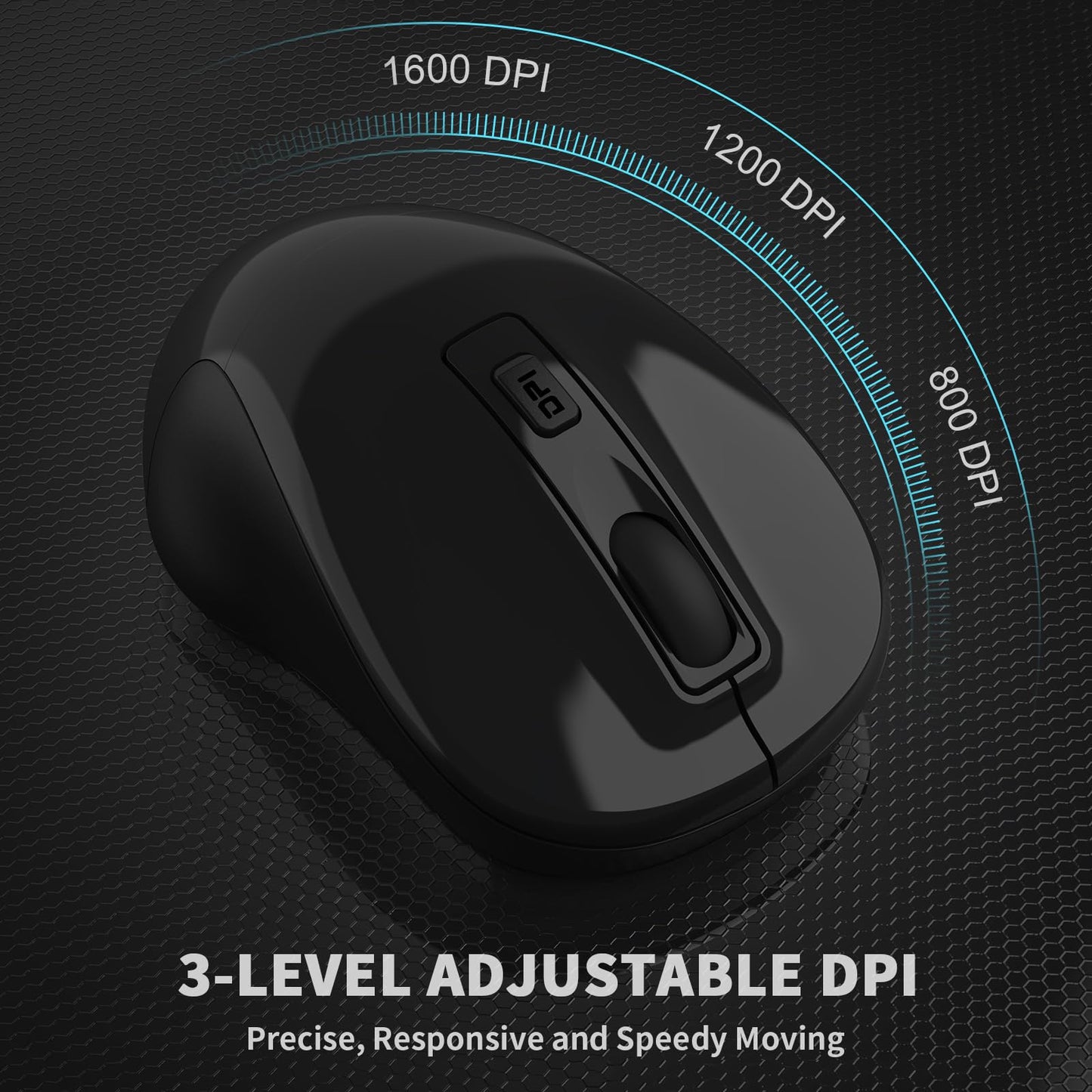 LeadsaiL Wireless Computer Mouse, 2.4G Portable Slim Cordless Mouse Less Noise for Laptop Optical Mouse with 4 Buttons for Laptop, Desktop, MacBook