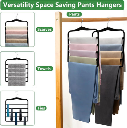 Skiennix Velvet Pants Hangers - Space-Saving Closet Organizers | 3-Pack for Dorm Rooms & College Students
