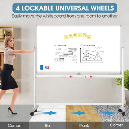 MaxGear Big Mobile Whiteboard, 72x40 Double Sided Magnetic Dry Erase Board with Stand, Height Adjustable Rolling Whiteboard for Home, School & Office, Heavy-Duty Aluminum Frame & Reinforced Packaging