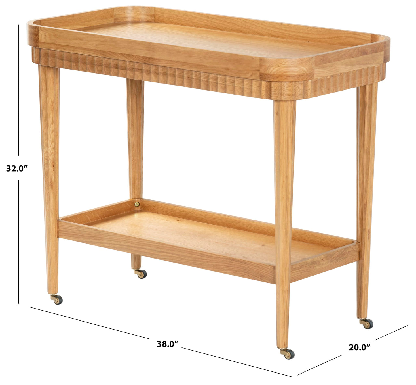 SAFAVIEH Couture Collection - Felicia Briana Natural Brown Bar Cart, 2-Shelf Serving Cart on Wheels (SFV4247A)