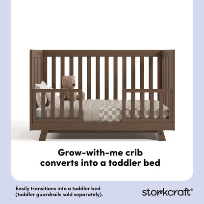 Storkcraft Beckett 3-in-1 Convertible Crib – GREENGUARD Gold Certified, Fits Standard Crib Mattress, Converts to Toddler Bed and Daybed, 4 Mattress Heights, Grow-with-Me Design (Hazelnut)
