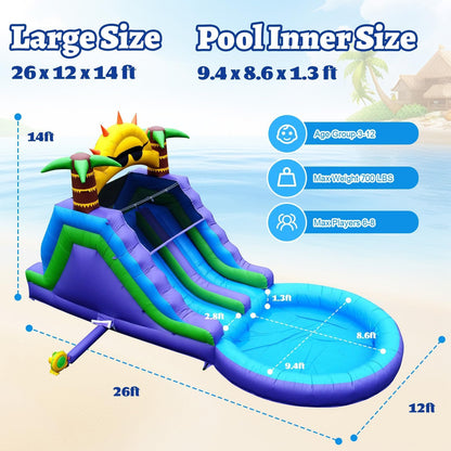26FT(L) Commercial Grade Water Slide for Adults, (Double Slides) (Heavy Duty Full PVC) (Big Airtight Water Pool), (1100w UL Blower), Inflatable Waterslide for Backyard, Outdoor Blow up Park