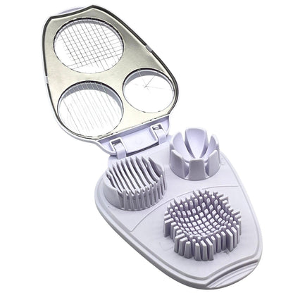 MASALACO 3 in 1 Boiled Egg Slicer, Three Slicing Modes, Tomato, Strawberry, Banana Kitchen Slicing Tool, Chopper, Egg Slicer Kitchen Small Tool, White