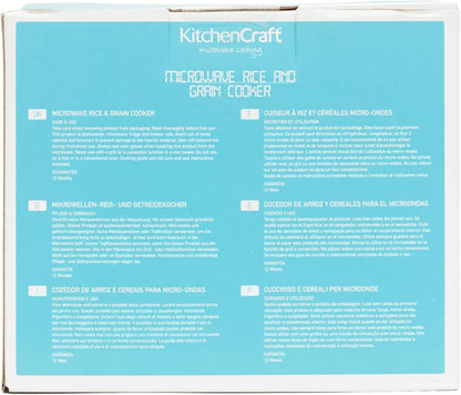 KitchenCraft Rice Cooker, Microwave Steamer, 1.5 Litre, BPA Free Plastic, White/Red