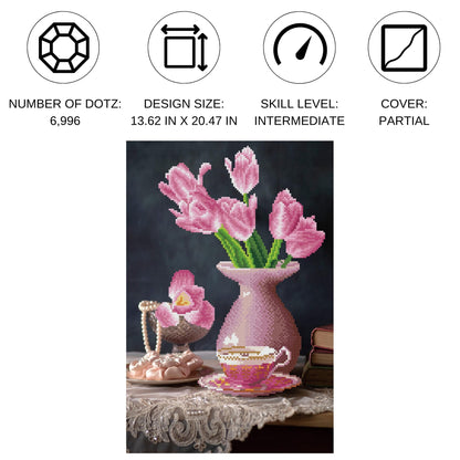 DIAMOND DOTZ Daybreak Tulips Diamond Painting Kits for Adults - Diamond Art Kits a Relaxing Creative Craft Kit with Dotz Gems 13.6x20.5