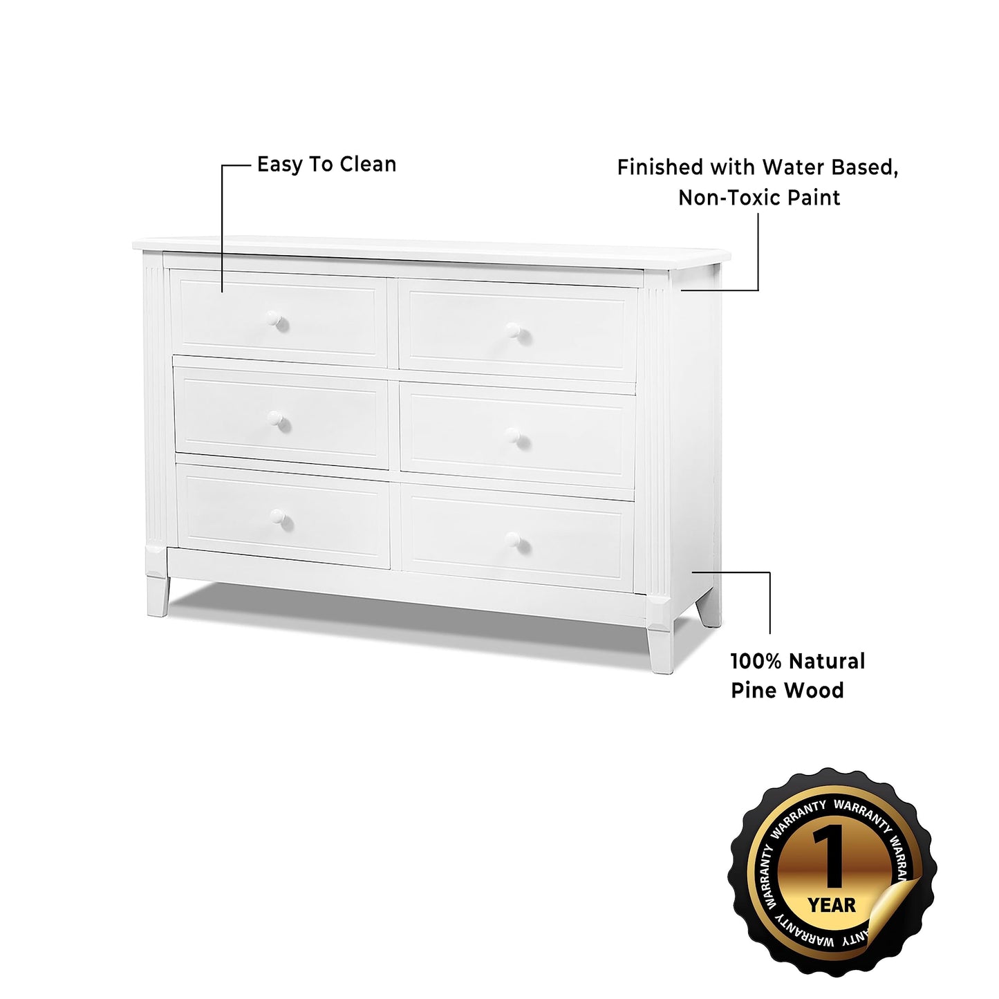 Sorelle Furniture Berkley Baby Dresser – Nursery Furniture with Drawers for Kids' Bedroom, Nightstand for Child’s and Infant Room - White