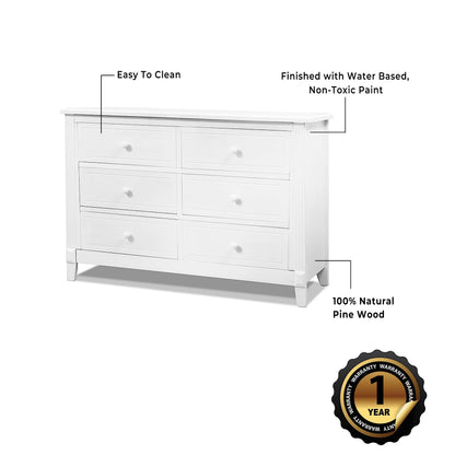 Sorelle Furniture Berkley Baby Dresser – Nursery Furniture with Drawers for Kids' Bedroom, Nightstand for Child’s and Infant Room - White