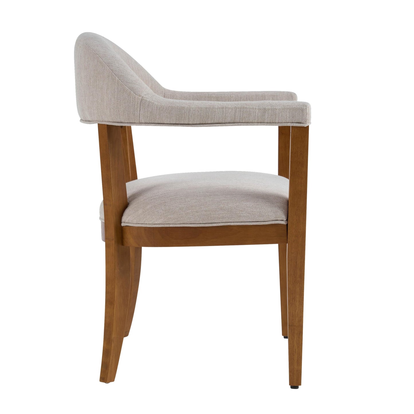 Christopher Knight Home Moren Upholstered Dining Chairs Set of 2, Sturdy Rubberwood Dining Chair with Armrest, Kitchen Chairs with Comfy Curved Backrest, Extra Seat for Dining Room, Beige + Walnut