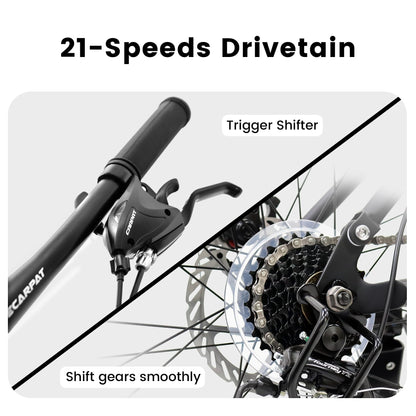 ItWorths 26" Full Suspension Mountain Bike Black, 21 Speed Mountain Bicycle with Dual Disc Brakes, Front and Rear Dual Shock Absorbers, Trigger Shifter High-Carbon Steel for Men Women Outdoor Fitness