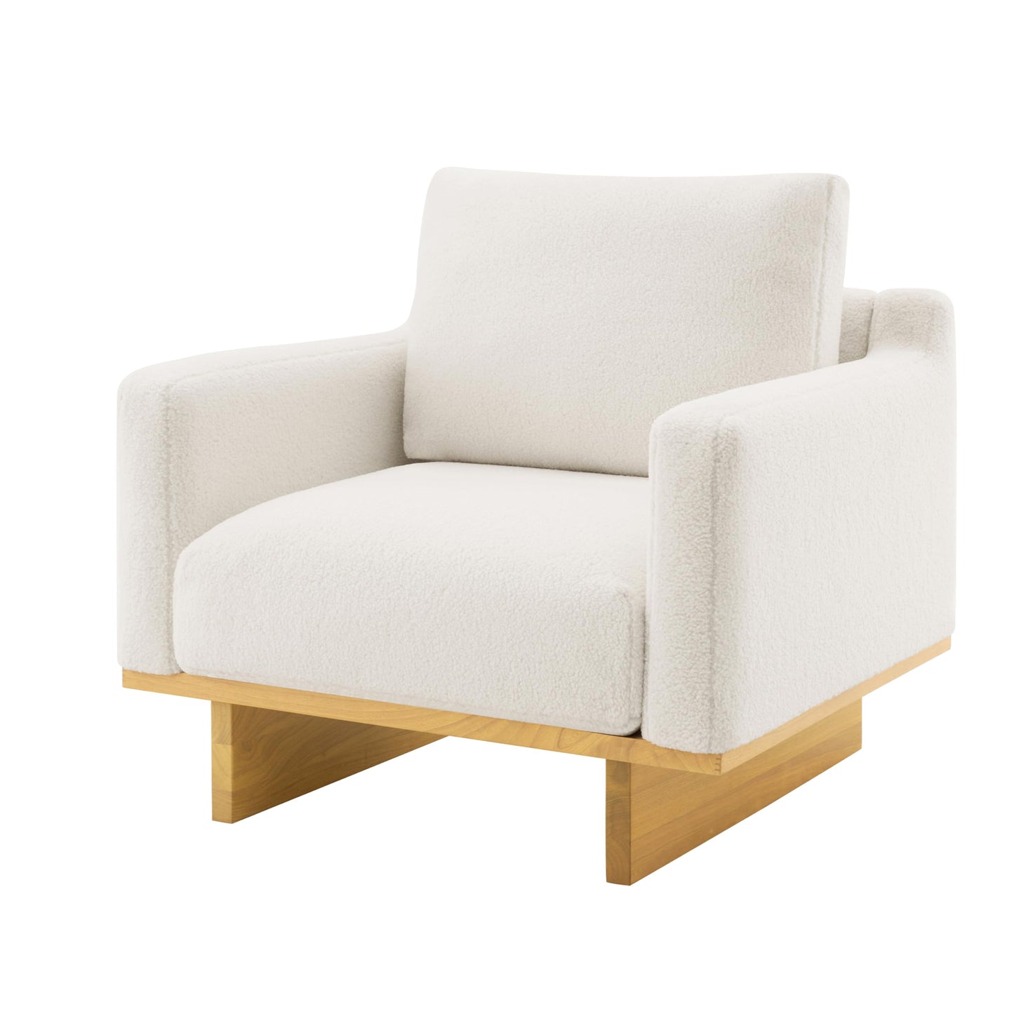 Christopher Knight Home Modern Minimalist Accent Chair with Solid Wood Frame Soft Cushions Spacious Seat Living Room Bedroom Reading Chair, White