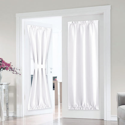PONY DANCE Glass Door Curtain Panel, 34 x 72 inches, Solid Energy Efficient Rod Pocket for Metal French Patio Door,