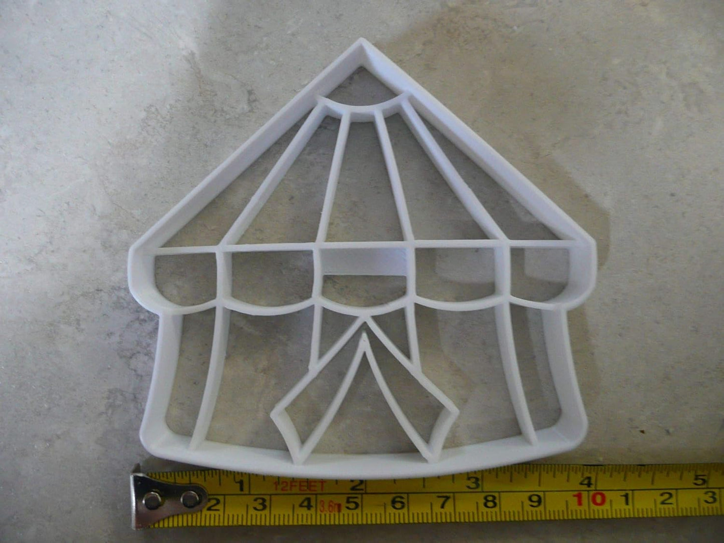 DETAILED CIRCUS TENT COOKIE CUTTER - White Plastic, Hand Wash Only, Made in USA
