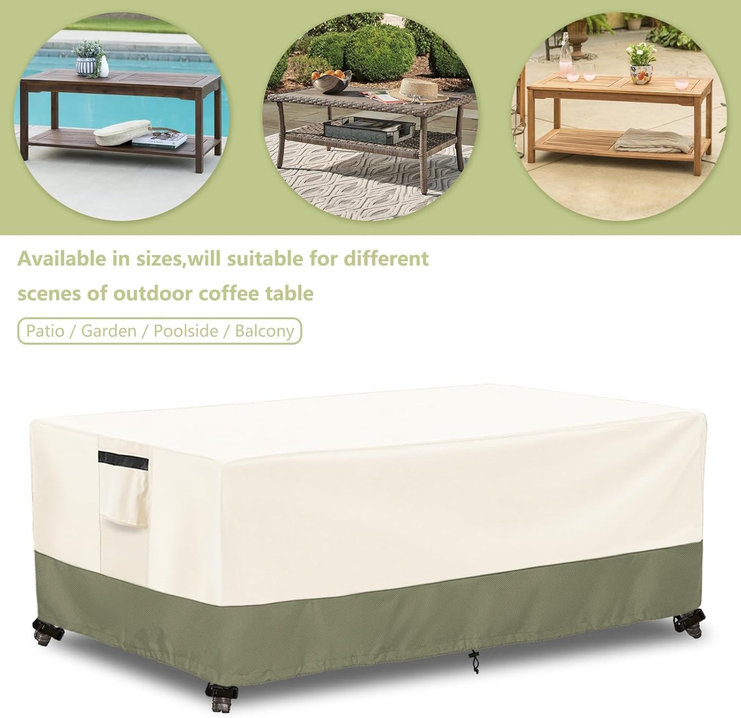 48 28 16 Inches,600D Outdoor Coffee Table Cover W x D x H Heavy Duty Waterproof Outdoor Table Cover,Patio Rectangle