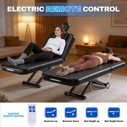kaiwrxin Fully Electric Massage Table with Lift, 1500lbs Capacity - Professional Adjustable Facial Bed for Estheticians, Spa & Waxing, Heavy-Duty 550lbs Capacity 2r5 2r7 (Black - X-Shaped)