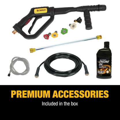 DeWalt DXPW3400PRNB-S PressuReady 3400 PSI Gas Pressure Washer with Quick Start Technology, 2.5 GPM Axial Cam Pump, 208cc Engine, Cold Water, Includes 25-Ft Hose, Nozzles, Spray Gun & Wand, 49-State