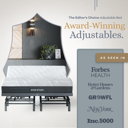 Sven & Son Bliss Adjustable Bed Base-Frame + 14 inch Hybrid Spring Matt (Medium Soft), Head and Foot Lift, Lumbar, Pillow-Tilt, Massage, Under-Bed Lights, USB, Memory, Zero Gravity - King