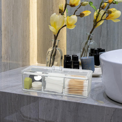 dedoot Plastic Drawer Organizer, Clear Acrylic Vanity Desk Storage with 3 Compartments for Makeup and Jewelry