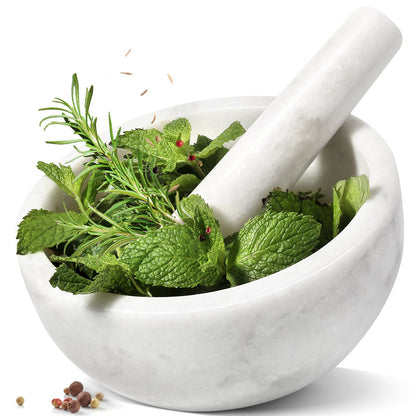 Koville Marble Mortar and Pestle Set, 7"-4 Cups Grinder Bowl for Guacamole, Salsa, Pill Crusher, Spice, Herb, Garlic, Nut, Heavy Duty Grinder for Kitchen(Namib Fantasy)