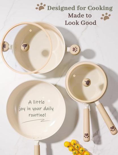Astercook Pots and Pans Set Non Stick, Ceramic Cookware Set Non Toxic, 18 Pcs Dishwasher Safe Induction Cookware for Everyday Cooking & Kitchen Mothers Day Gifts