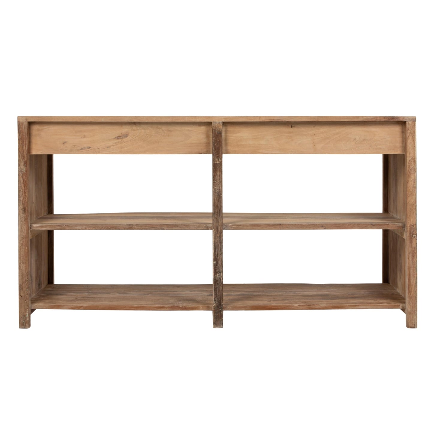 Reclaimed Wood Console Table with 4 Drawers 4 Storage Sections, Natural