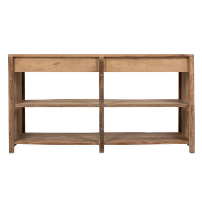 Reclaimed Wood Console Table with 4 Drawers 4 Storage Sections, Natural