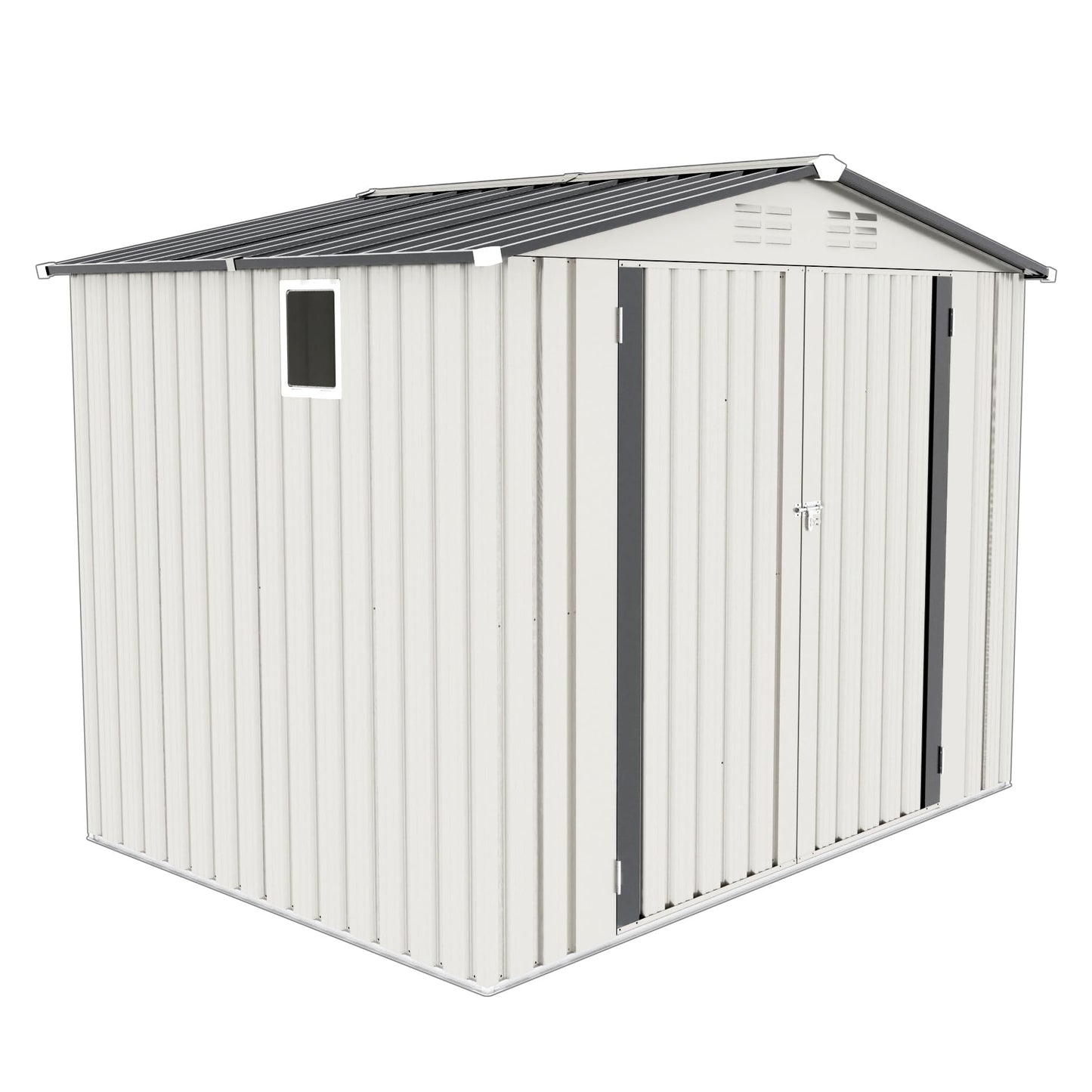 Vigo huseeo 8x5.7x6FT Storage Shed, Outdoor Galvanized Steel Garden Shed with Lockable Door & Window, Waterproof Metal Tool Storage for Garden, Backyard, Patio, Lawn
