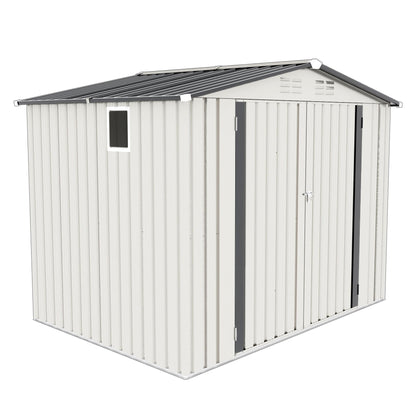 Vigo huseeo 8x5.7x6FT Storage Shed, Outdoor Galvanized Steel Garden Shed with Lockable Door & Window, Waterproof Metal Tool Storage for Garden, Backyard, Patio, Lawn