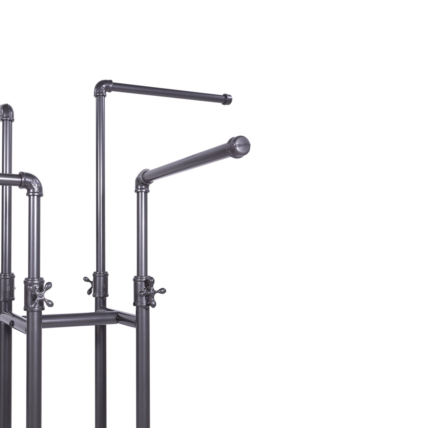 Clothing Rack Econoco - Heavy Duty Pipeline Adjustable, 4 Way Rack, Plumbing Pipe Clothes Rack, Anthracite Grey