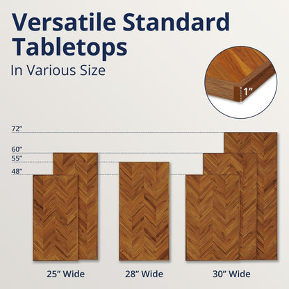 Howizz 60x25 in Solid Wood Table Top - 1in Thick Butcher Block Countertop for Standing Desk, Office Table, Workbench, DIY Furniture Projects, Teak Look Chevron