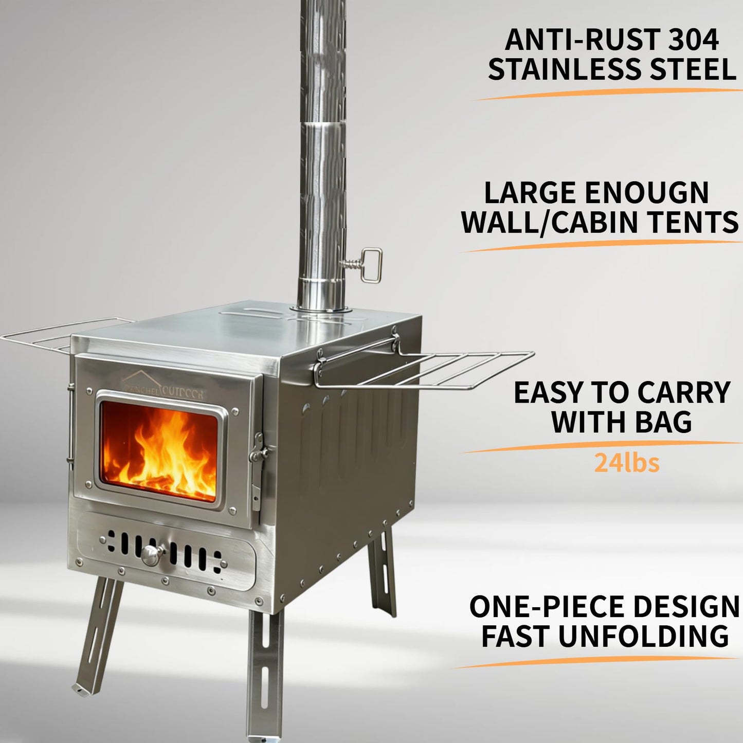 DANCHEL OUTDOOR 4 Season Canvas Yurt Tent with Large Wood Stove, Heavy Duty Bell Tent with Stove Jack 4 Person Winter Camping Glamping, 13ft/4m
